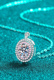 925 Sterling Silver Rhodium-Plated 1 Carat Moissanite Pendant Necklace - Trendsi - Flyclothing LLC