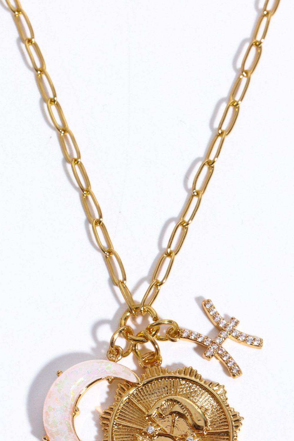 Constellation and Moon Pendant Copper Necklace - Trendsi - Flyclothing LLC