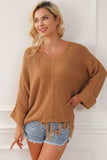 Fringe V-Neck Long Sleeve Sweater - Trendsi - Flyclothing LLC