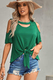 Tied Cutout Cold-Shoulder Top - Trendsi - Flyclothing LLC