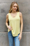 BOMBOM Criss Cross Front Detail Sleeveless Top in Butter Yellow - Trendsi - Flyclothing LLC