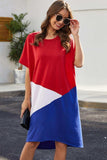 Color Block Round Neck Short Sleeve Dress - Trendsi - Flyclothing LLC