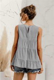 Round Neck Tiered Tank - Trendsi - Flyclothing LLC