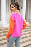 Color Block Turtleneck Slit Sweater - Trendsi - Flyclothing LLC