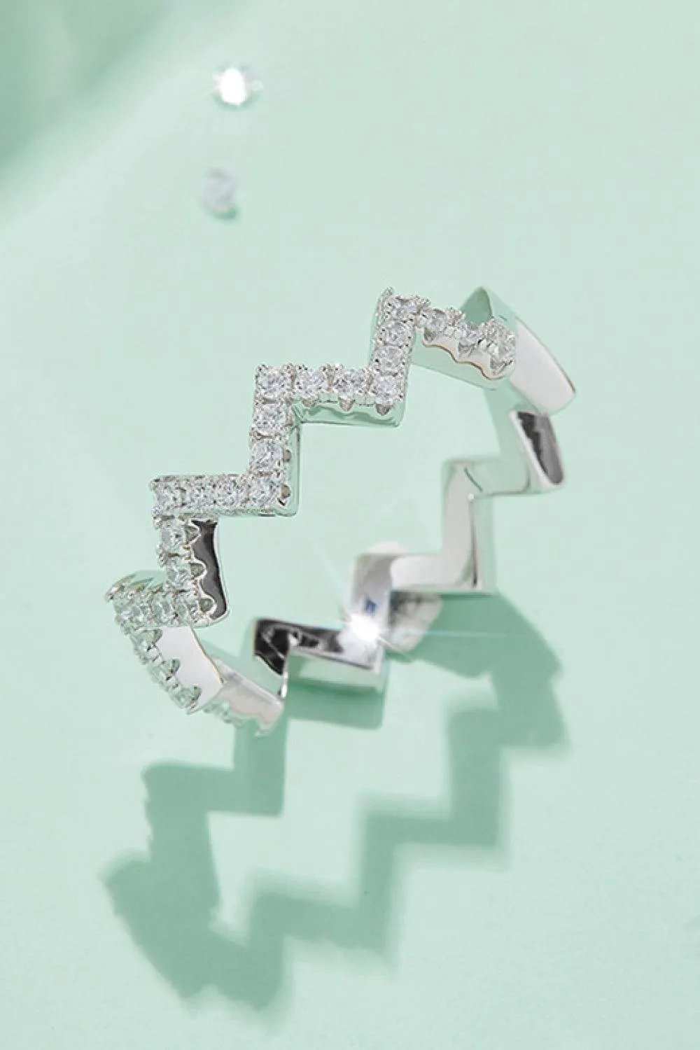 Moissanite Wavy Band Ring - Trendsi - Flyclothing LLC