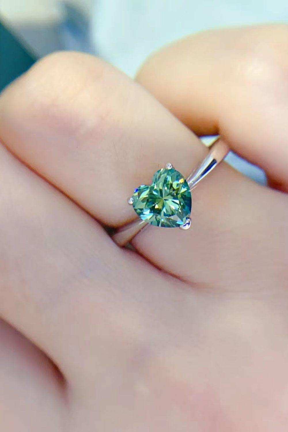 1 Carat Moissanite Heart 925 Sterling Silver Ring - Trendsi - Flyclothing LLC