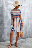 Striped Round Neck Dress - Trendsi - Flyclothing LLC
