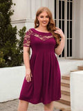 Plus Size Ruched Round Neck Short Sleeve Dress - Trendsi - Flyclothing LLC