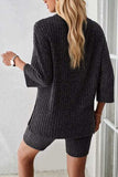 Ribbed Round Neck Top and Shorts Set - Trendsi - Flyclothing LLC