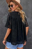 Round Neck Puff Sleeve Blouse - Trendsi - Flyclothing LLC