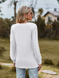 Swiss Dot V-Neck Long Sleeve Blouse - Trendsi - Flyclothing LLC