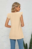 Smocked Round Neck Eyelet Top - Trendsi - Flyclothing LLC