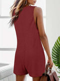 Waffle-Knit Scoop Neck Wide Strap Romper - Trendsi - Flyclothing LLC