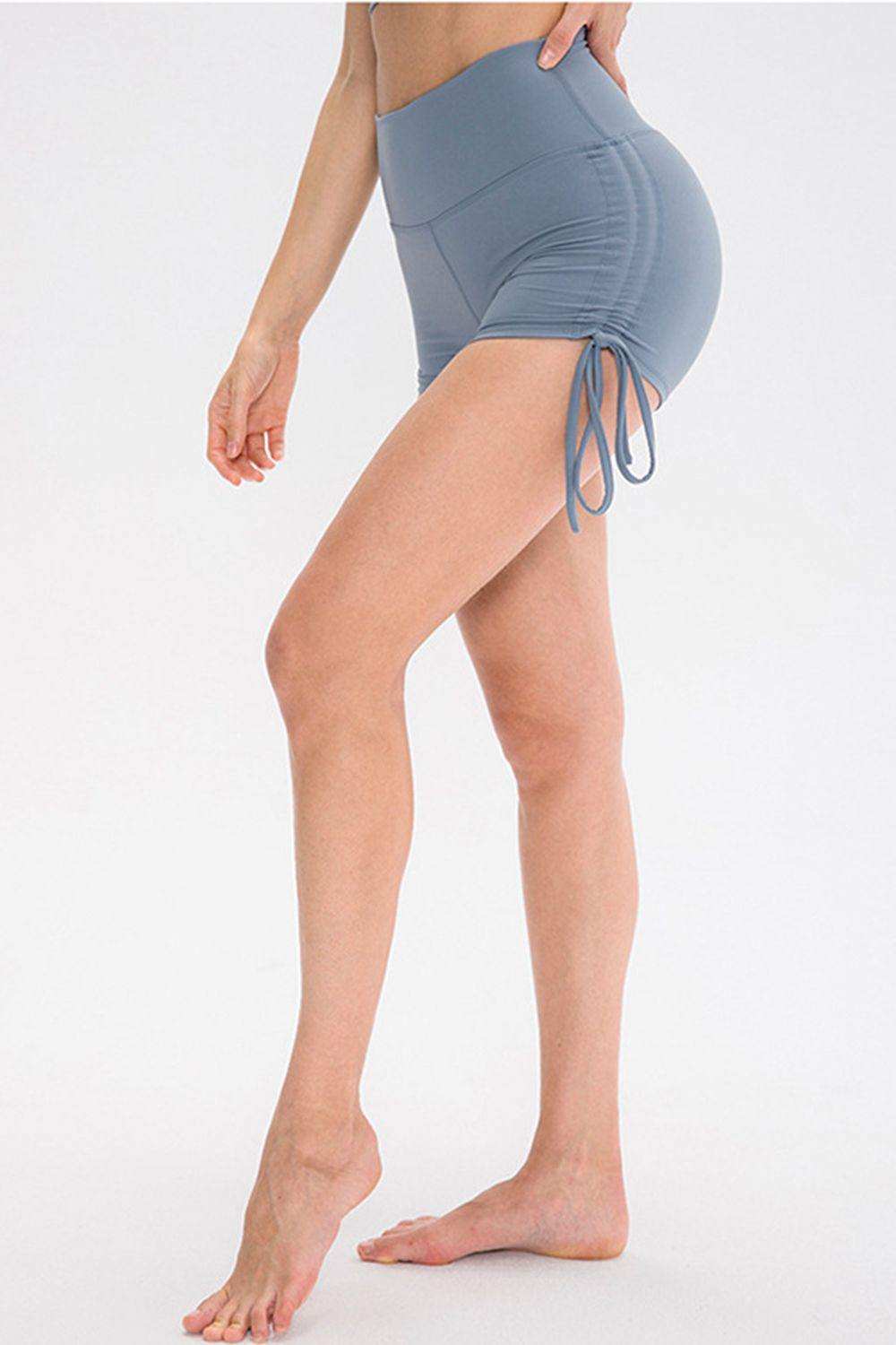 Drawstring Wide Waistband Side Tie Sports Shorts - Trendsi - Flyclothing LLC