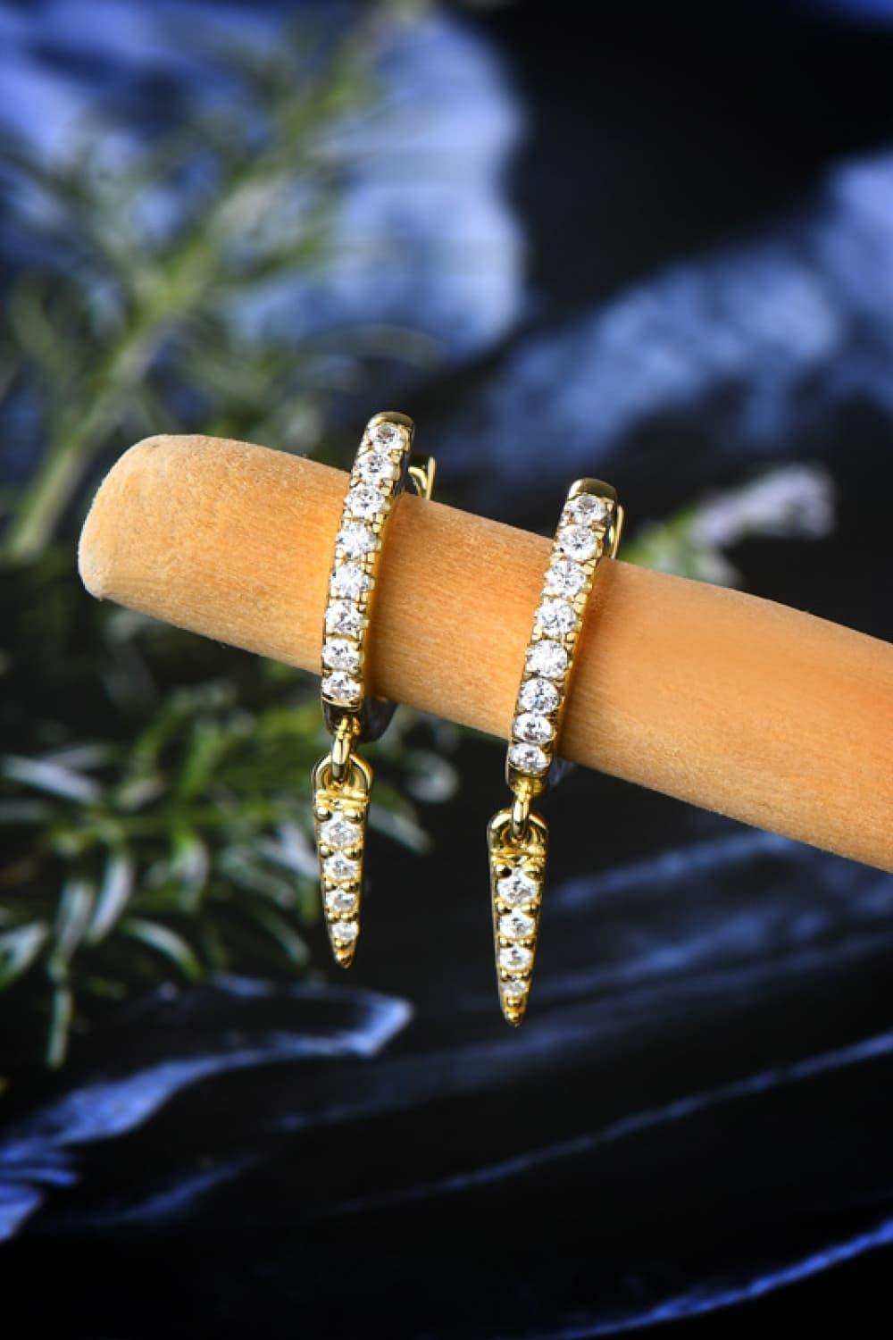 Moissanite 925 Sterling Silver Huggie Drop Earrings - Trendsi - Flyclothing LLC
