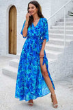 Printed Tied Half Sleeve Slit Dress - Trendsi - Flyclothing LLC