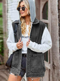 Button Up Sleeveless Denim Jacket with Pockets - Trendsi - Flyclothing LLC