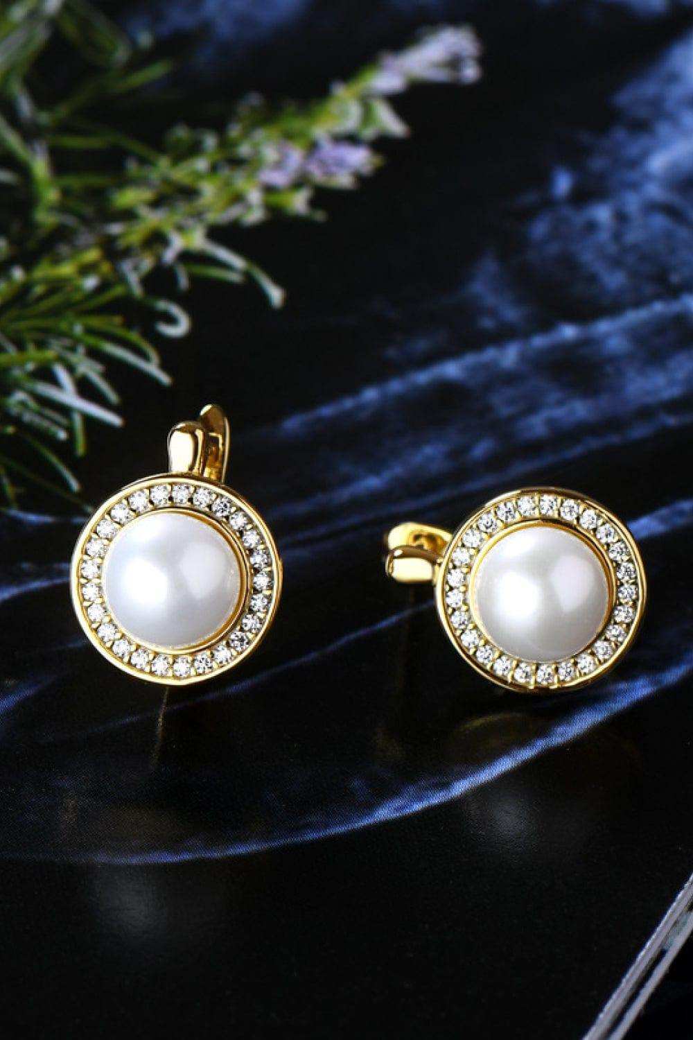 Moissanite Pearl 925 Sterling Silver Earrings - Trendsi - Flyclothing LLC