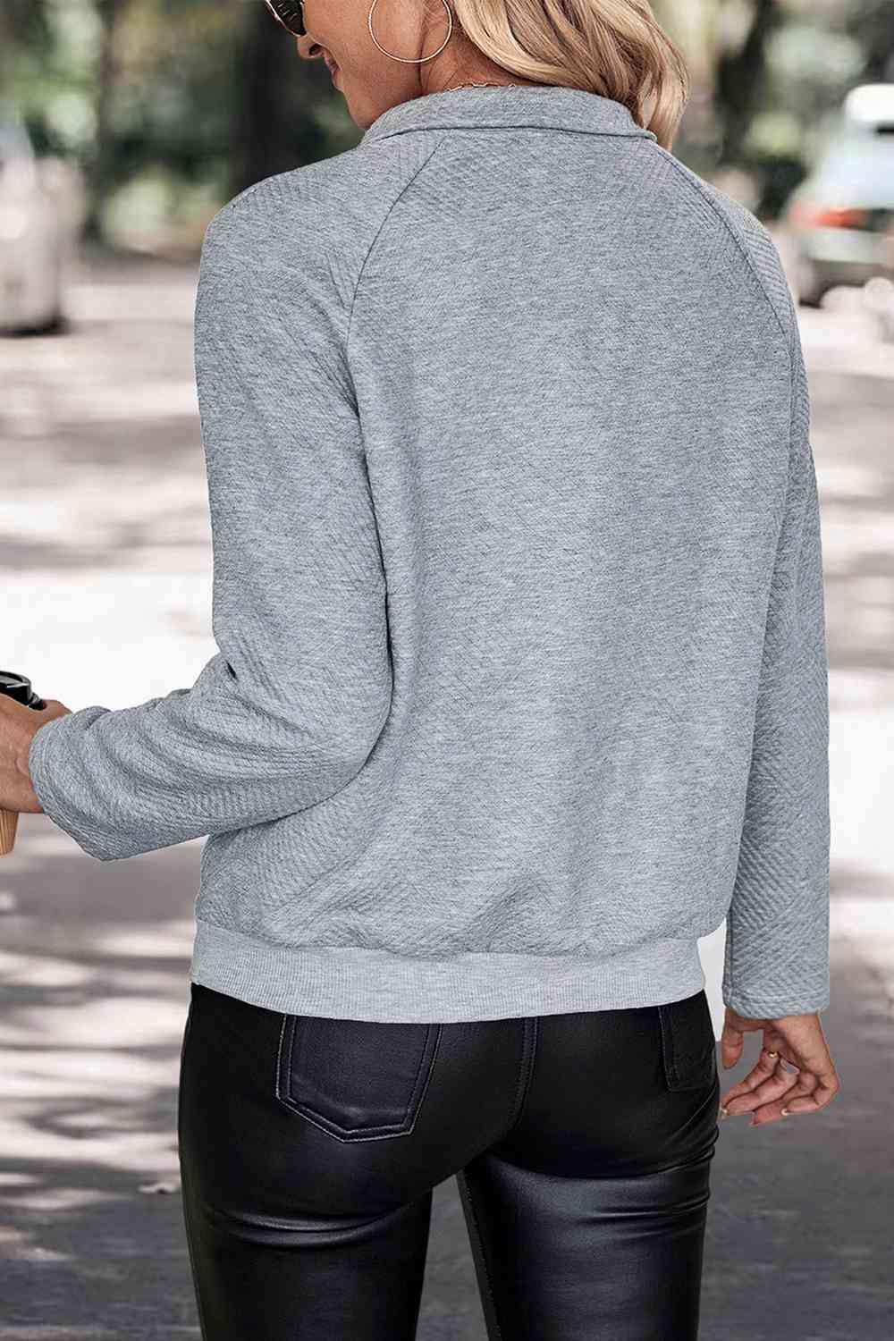 LOS ANGELES CALIFORNIA Graphic Quarter-Snap Sweatshirt - Trendsi - Flyclothing LLC