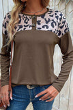Leopard Buttoned Round Neck Drop Shoulder Top - Trendsi - Flyclothing LLC