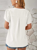 Swiss Dot Notched Petal Sleeve T-Shirt - Trendsi - Flyclothing LLC