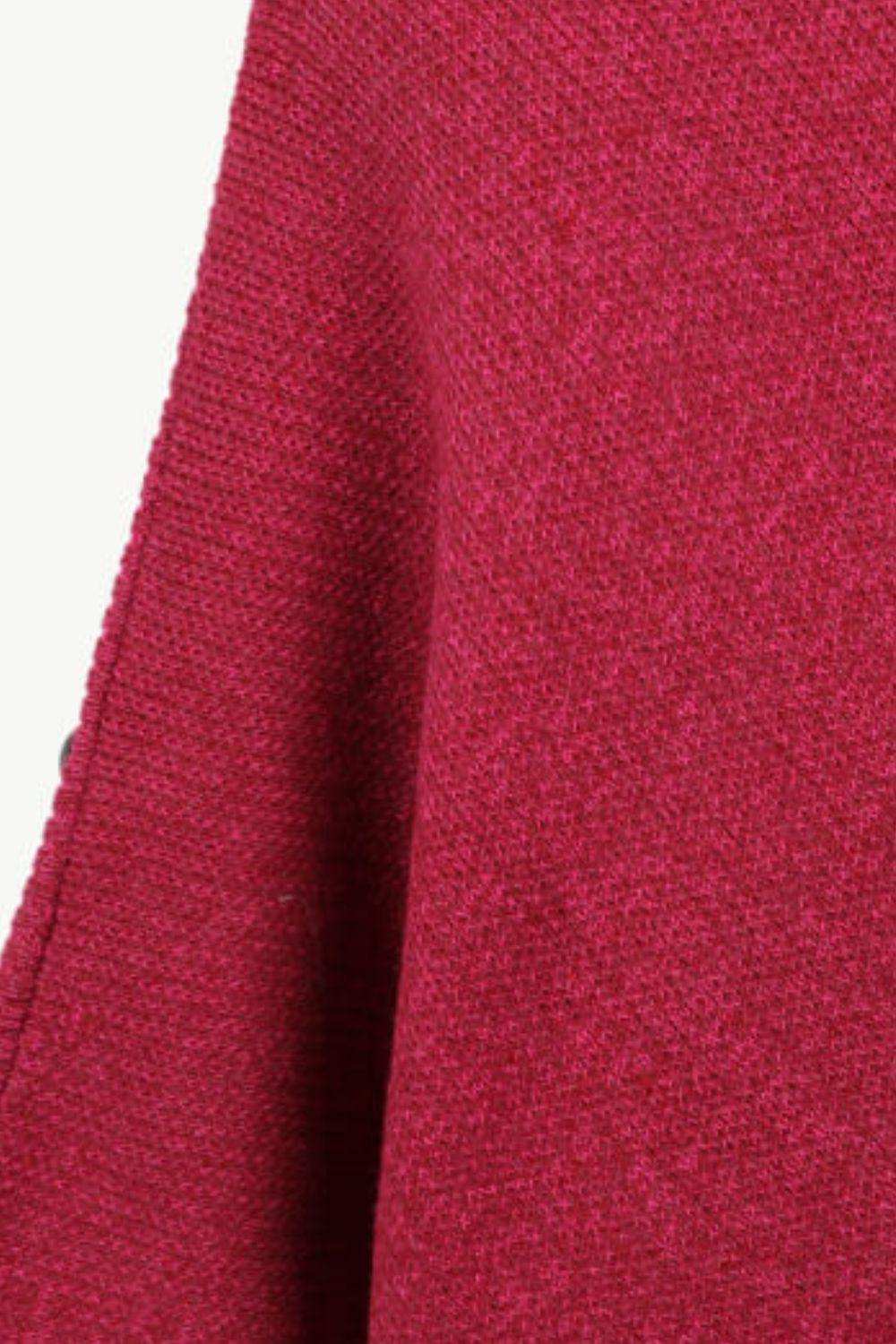 Turtleneck Buttoned Poncho - Trendsi - Flyclothing LLC