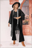 Opne Front Fringe Detail Long Sleeve Cardigan - Trendsi - Flyclothing LLC