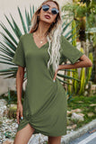 Twisted V-Neck Short Sleeve Dress - Trendsi - Flyclothing LLC