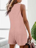 Waffle-Knit Scoop Neck Wide Strap Romper - Trendsi - Flyclothing LLC
