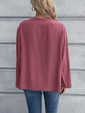 Half Button Long Sleeve Blouse - Trendsi - Flyclothing LLC