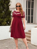 Plus Size Ruched Round Neck Short Sleeve Dress - Trendsi - Flyclothing LLC