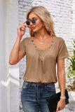 Decorative Button Scoop Neck T-Shirt - Trendsi - Flyclothing LLC