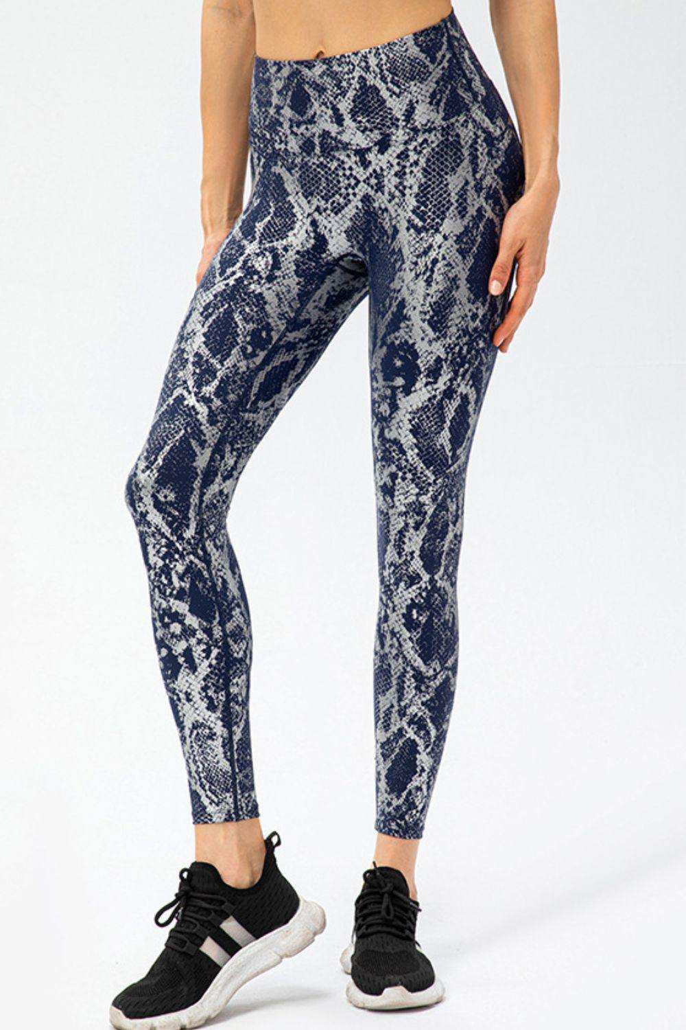 Animal Print Slim Fit Wide Waistband Long Sports Pants - Trendsi - Flyclothing LLC