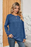 Ruched Round Neck Flounce Sleeve T-Shirt - Trendsi - Flyclothing LLC