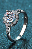 1 Carat Moissanite Rhodium-Plated Halo Ring - Trendsi - Flyclothing LLC