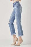 RISEN High Waist Distressed Cropped Bootcut Jeans - Trendsi - Flyclothing LLC