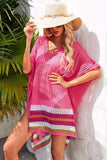 Rainbow Stripe Openwork Slit Cover-Up - Trendsi - Flyclothing LLC