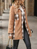 Plaid Contrast Dropped Shoulder Coat - Trendsi - Flyclothing LLC