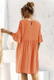 Boat Neck Flounce Sleeve Knee-Length Dress - Trendsi - Flyclothing LLC