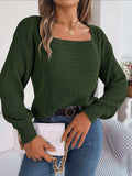 Square Neck Mixed Knit Sweater - Trendsi - Flyclothing LLC