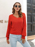 V-Neck Long Sleeve Sweater - Trendsi - Flyclothing LLC