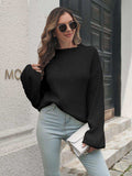Round Neck Dropped Shoulder Sweater - Trendsi - Flyclothing LLC