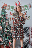 Christmas Asymmetrical Neck Long Sleeve Dress - Trendsi - Flyclothing LLC