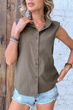Collared Neck Sleeveless Shirt - Trendsi - Flyclothing LLC
