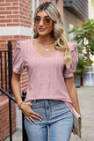 Eyelet Ruffled Round Neck T-Shirt - Trendsi - Flyclothing LLC
