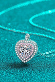 925 Sterling Silver 1 Carat Moissanite Heart Pendant Necklace - Trendsi - Flyclothing LLC