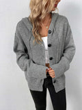 Button-Down Long Sleeve Hooded Sweater - Trendsi - Flyclothing LLC