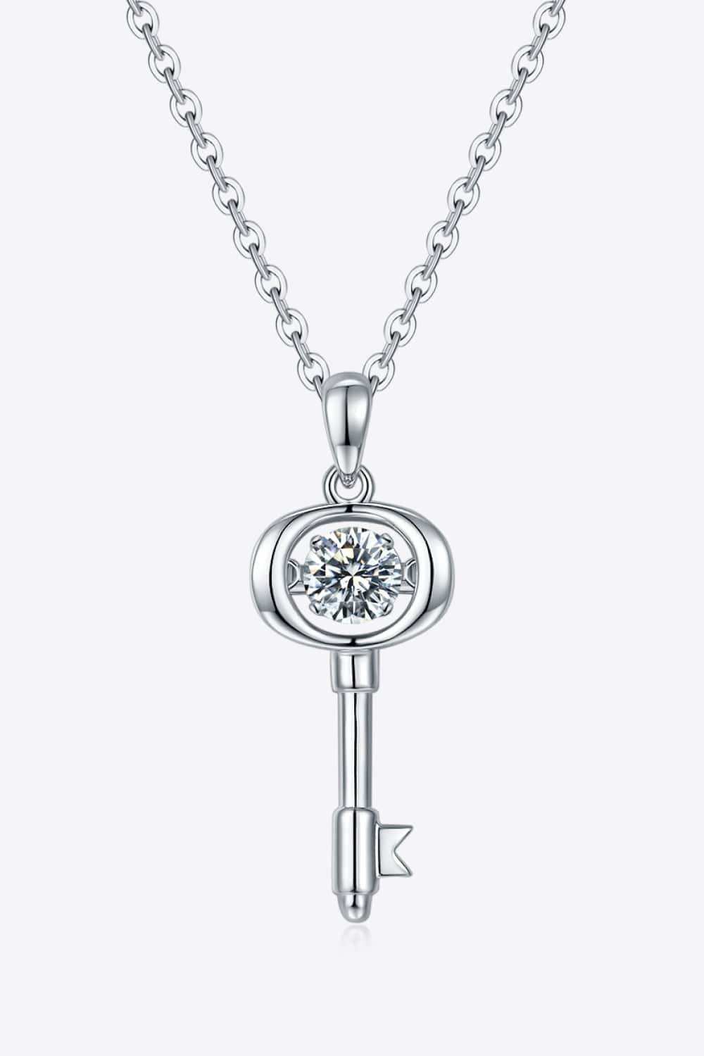 Moissanite Key Pendant Necklace - Trendsi - Flyclothing LLC