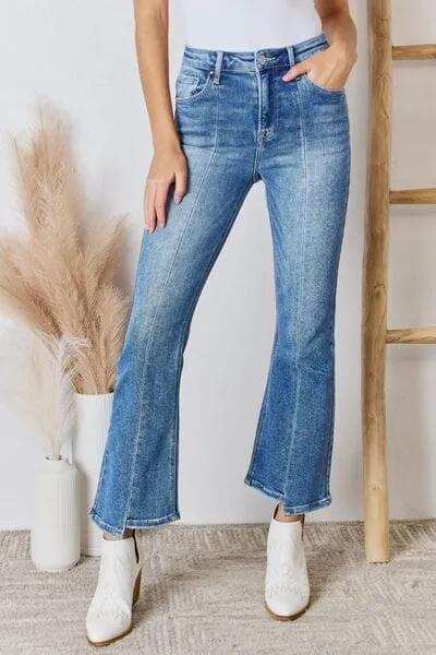 RISEN Full Size High Rise Ankle Flare Jeans - Trendsi - Flyclothing LLC