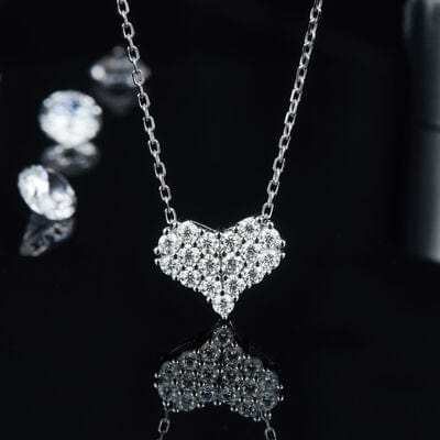 Moissanite 925 Sterling Silver Heart Necklace - Trendsi - Flyclothing LLC